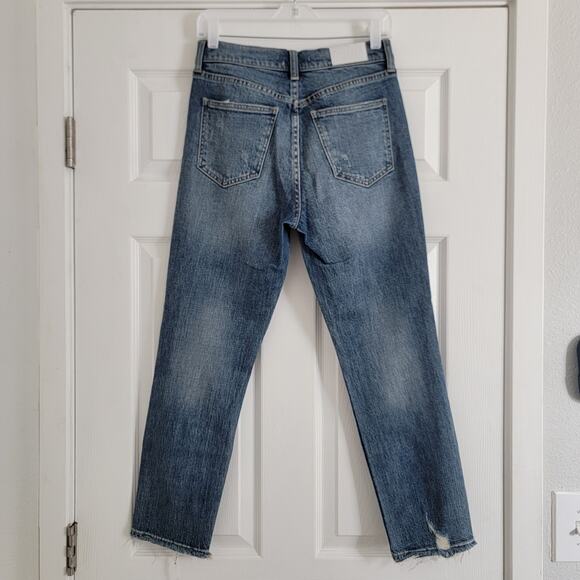 Pistola Medium Dark Wash High Rise Stright Leg Distressed Jean Size 27 - Picture 2 of 4